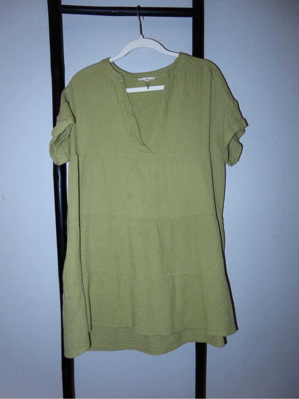 Promesa Olive Green V-Neck Short Sleeve Dress